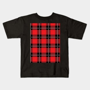 Red and Black Flannel-Plaid Pattern Kids T-Shirt